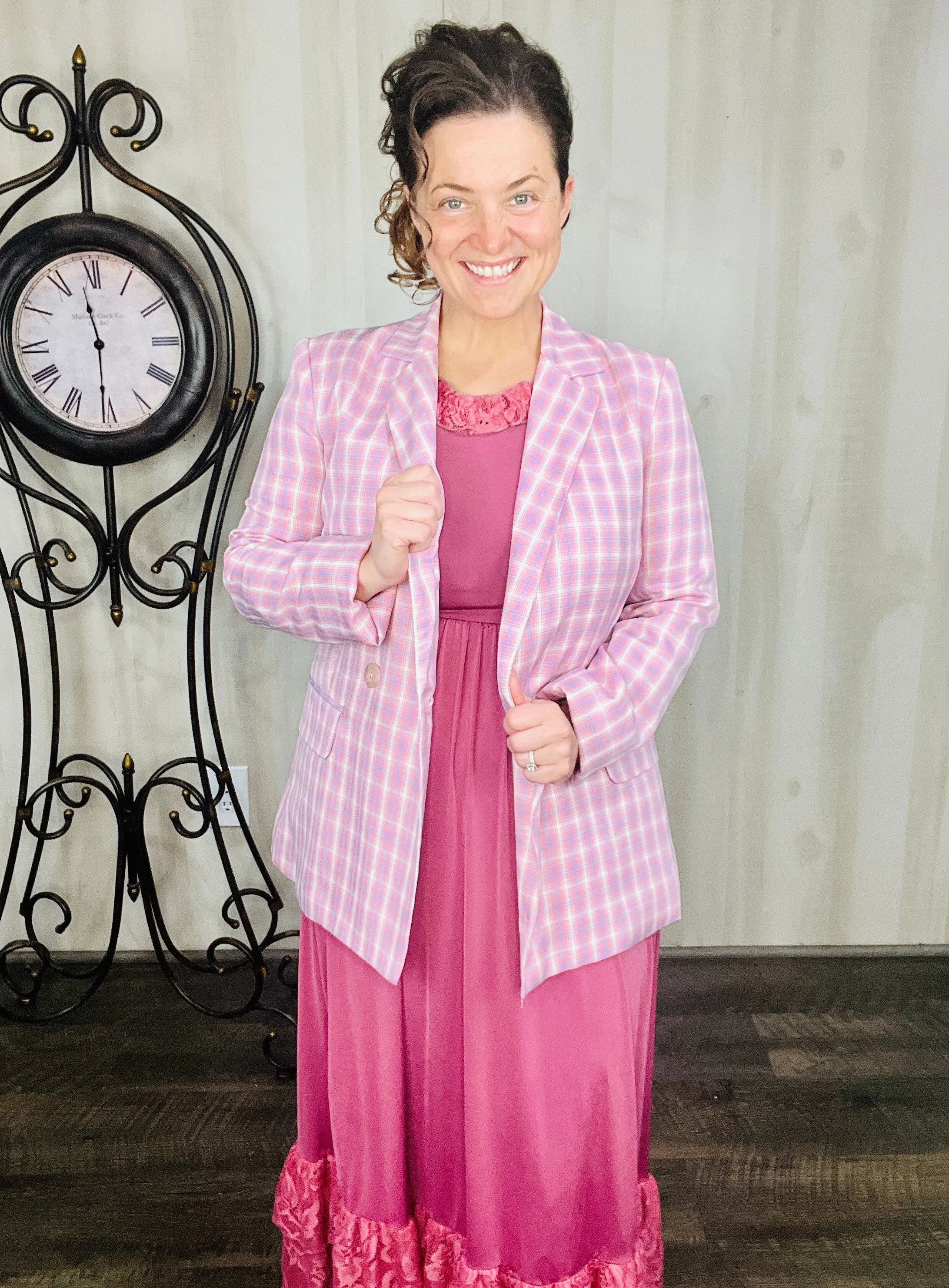 Gingham Pink Blazer