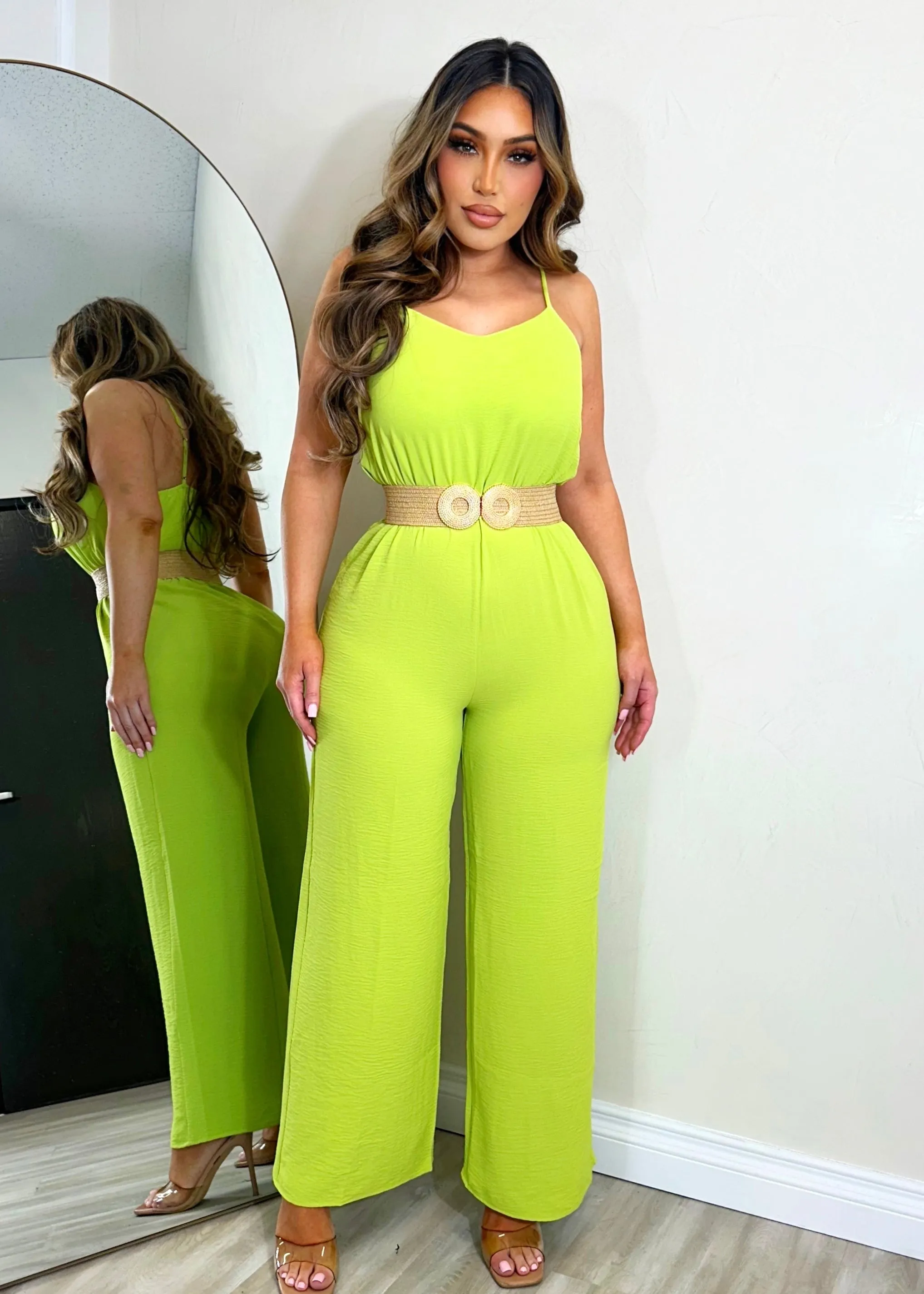 Go All Out Jumpsuit Lime