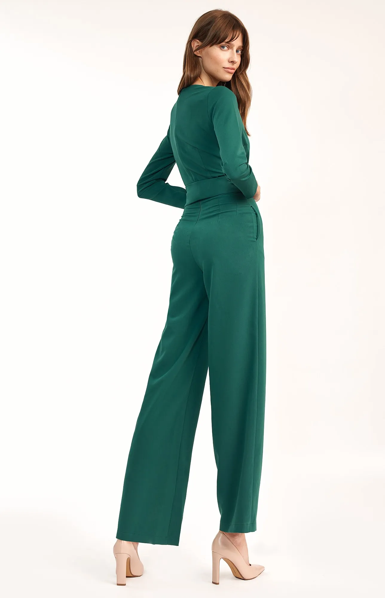 Green wrap neckline jumpsuit