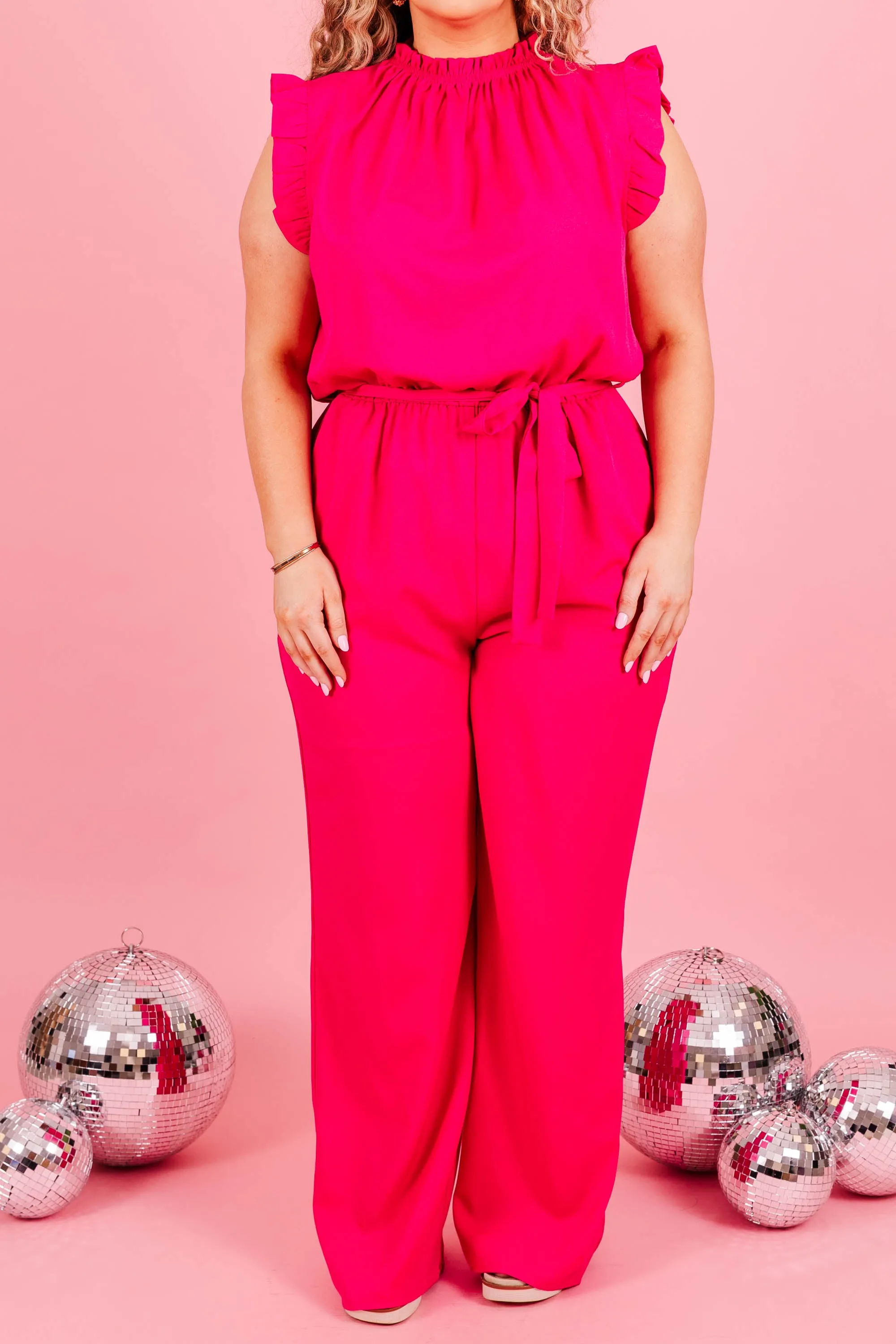 Hold Your Crown High Jumpsuit, Fuchsia