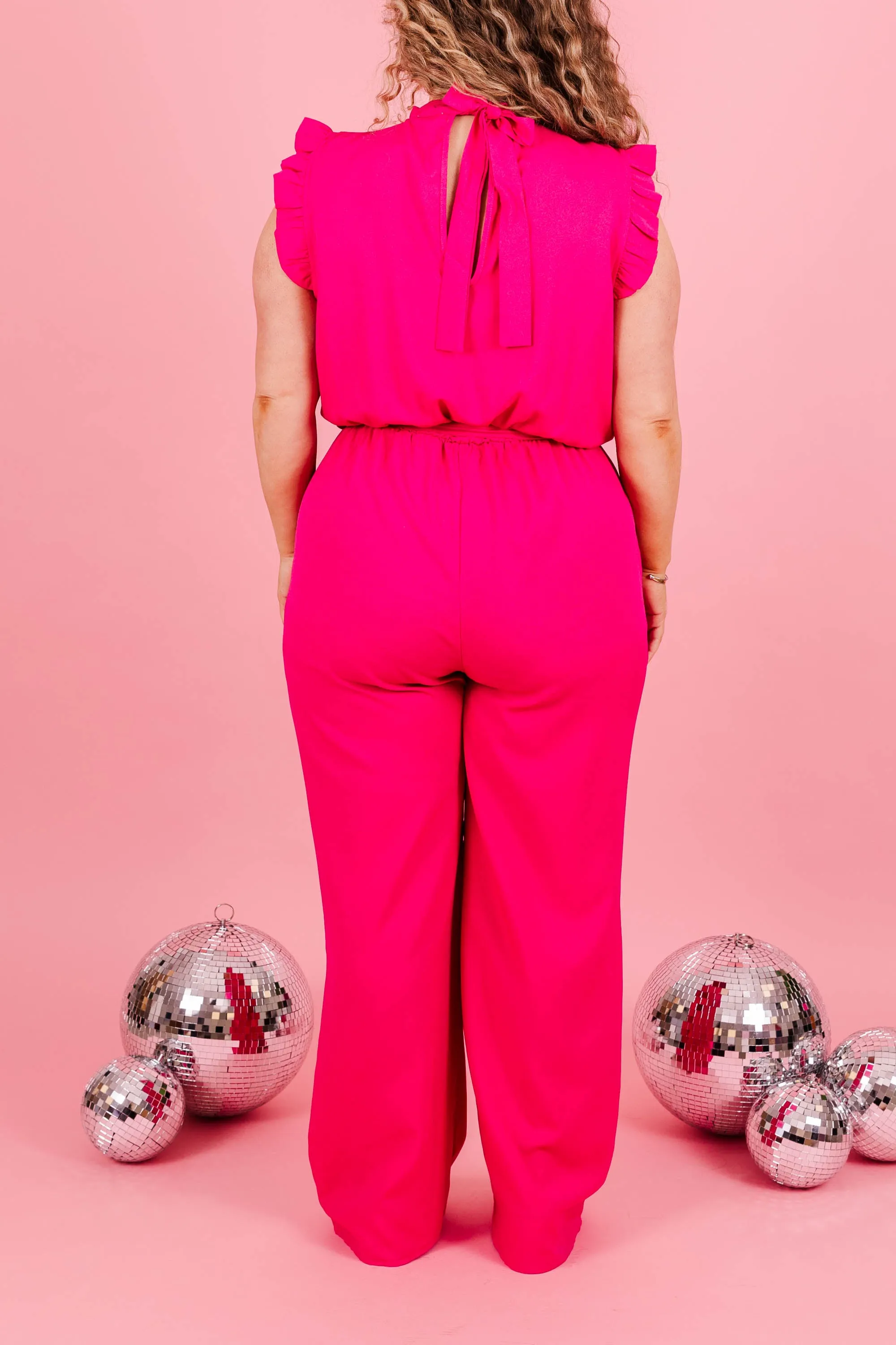 Hold Your Crown High Jumpsuit, Fuchsia