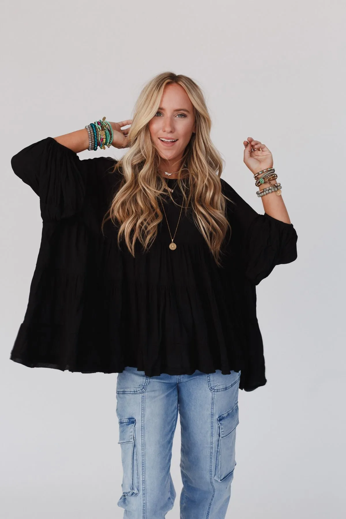 In The Clouds Tunic Top - Black