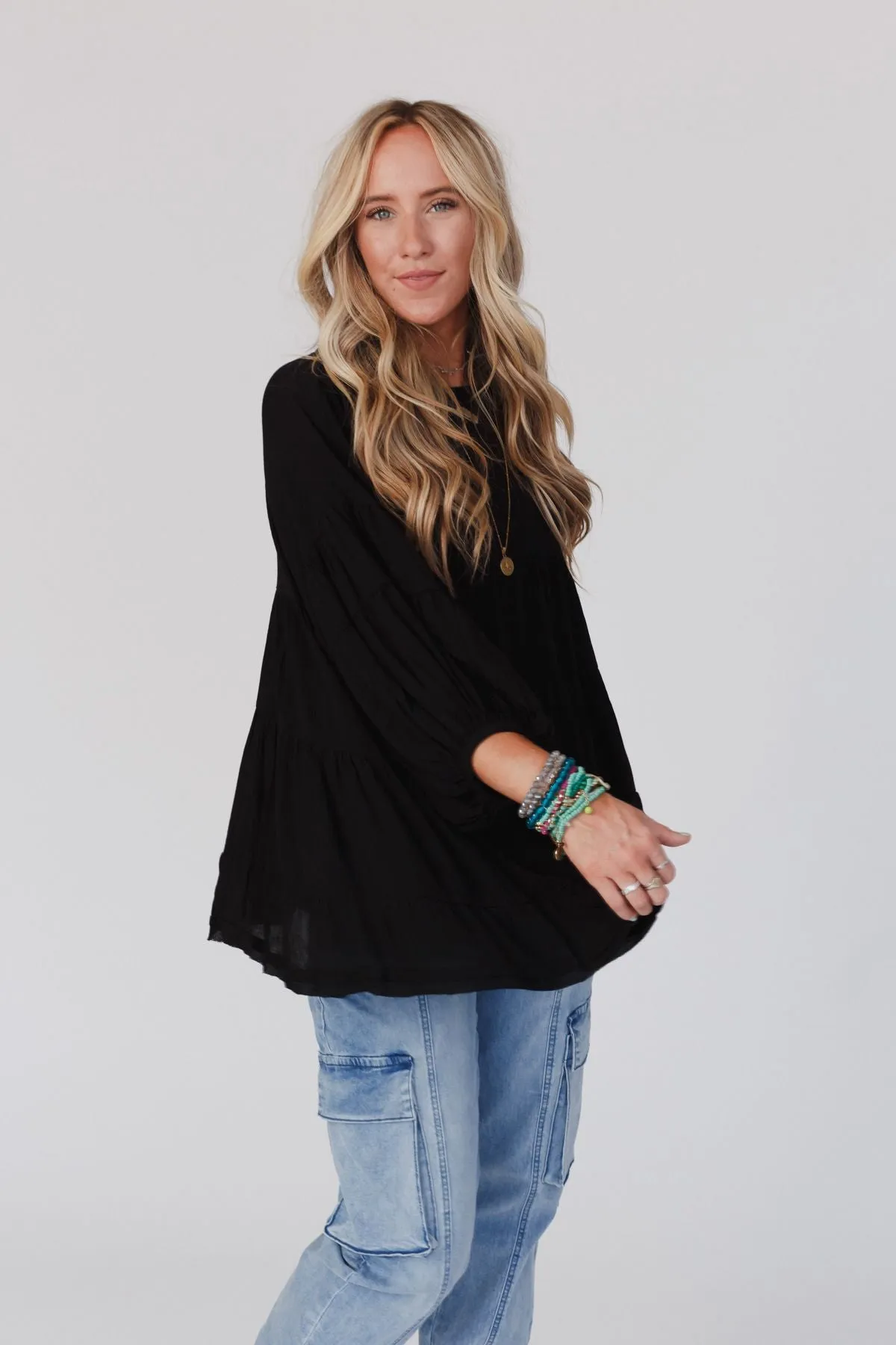 In The Clouds Tunic Top - Black