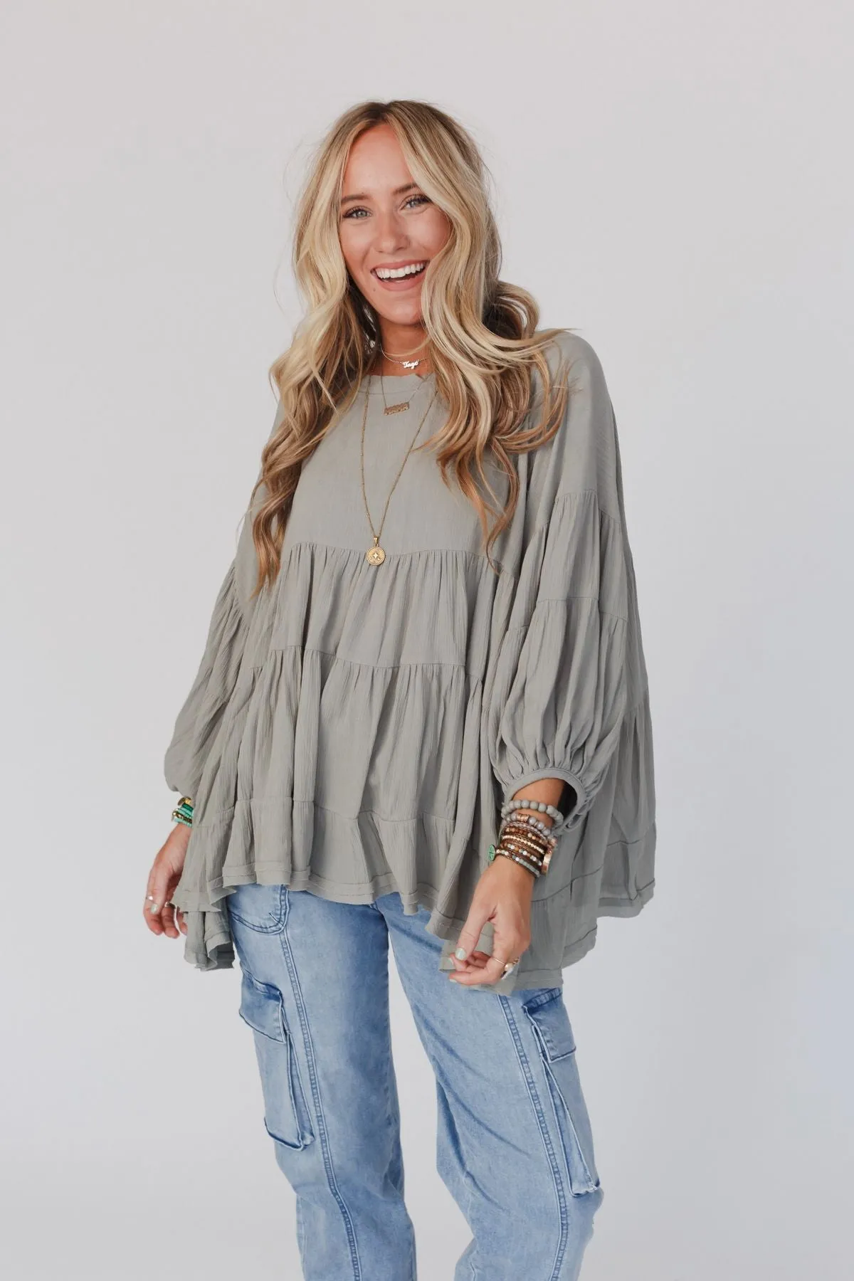 In The Clouds Tunic Top - Olive