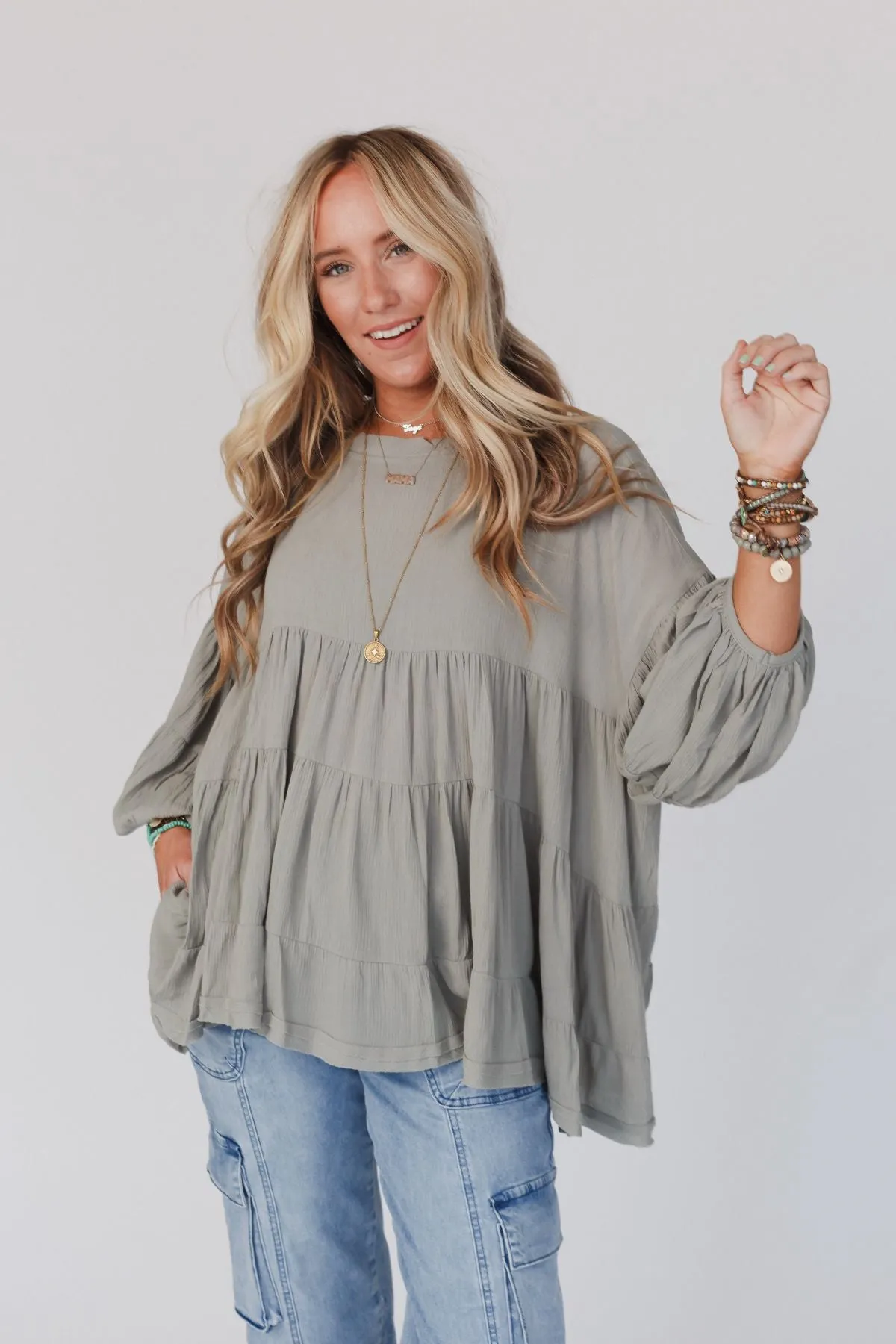 In The Clouds Tunic Top - Olive