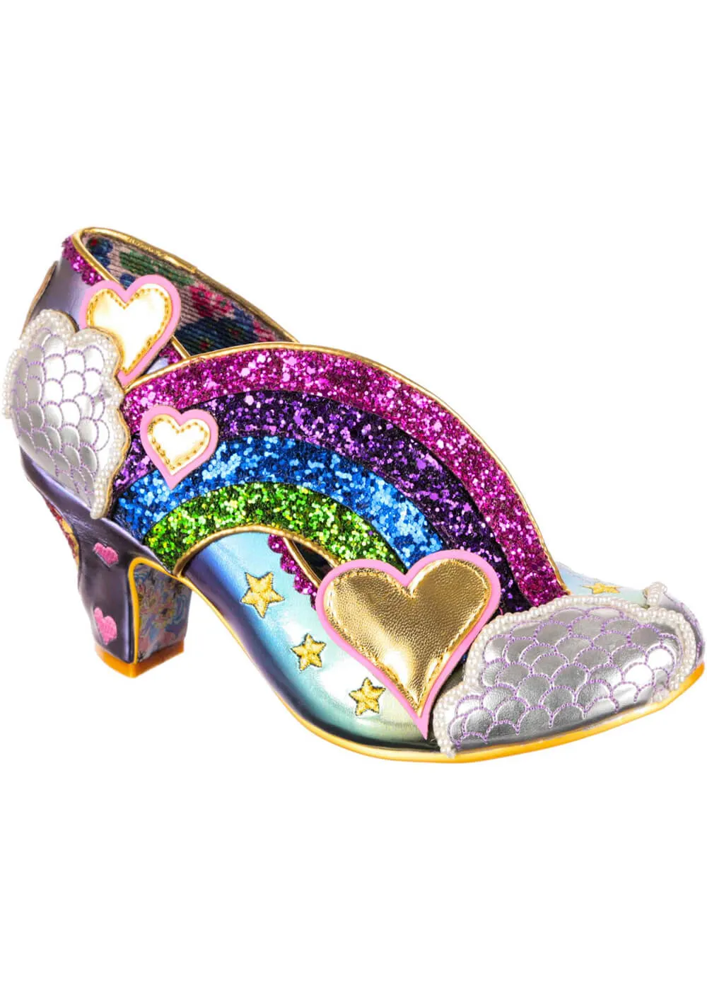 Irregular Choice Summer Showers Rainbow 70's Pumps Purple