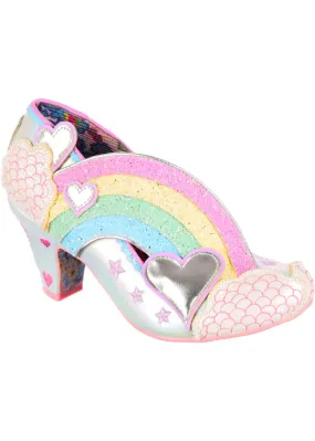 Irregular Choice Summer Showers Rainbow 70's Pumps Soft Blue