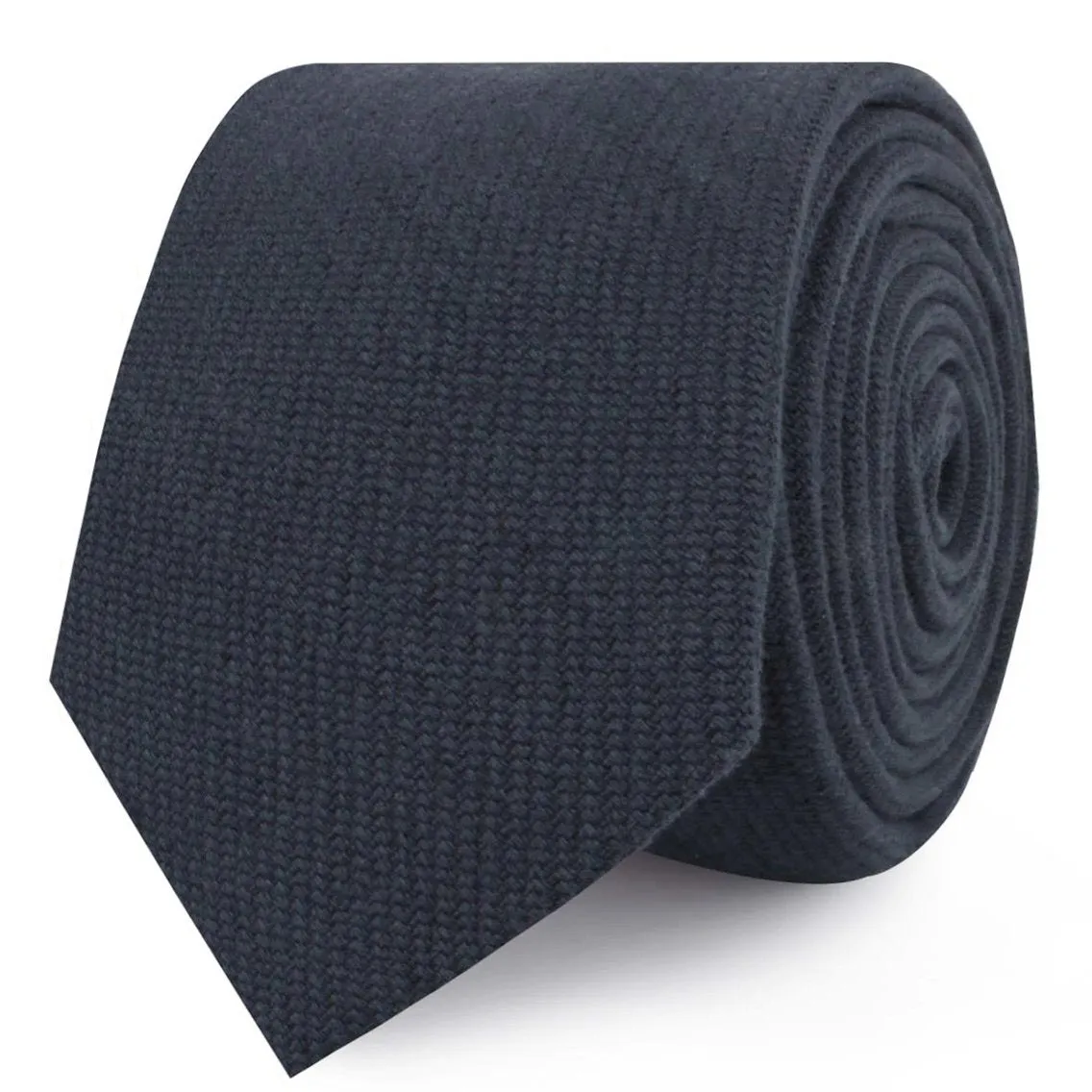 land Navy Blue Linen Skinny Tie