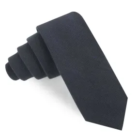 land Navy Blue Linen Skinny Tie