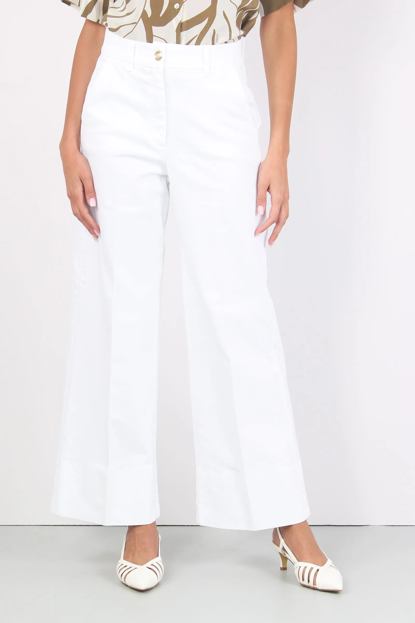 Lava Pantalone Palazzo Stret Bianco