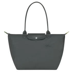 Le Pliage Green L Tote bag Graphite - Recycled canvas