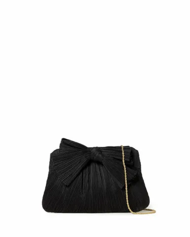 Loeffler Randall Rayne Pleated Frame Clutch with Bow- Black