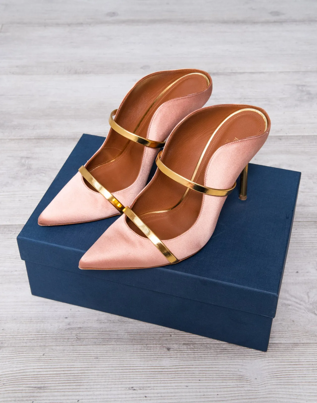 Malone Souliers Blush Satin Heels 100 Size 39.5