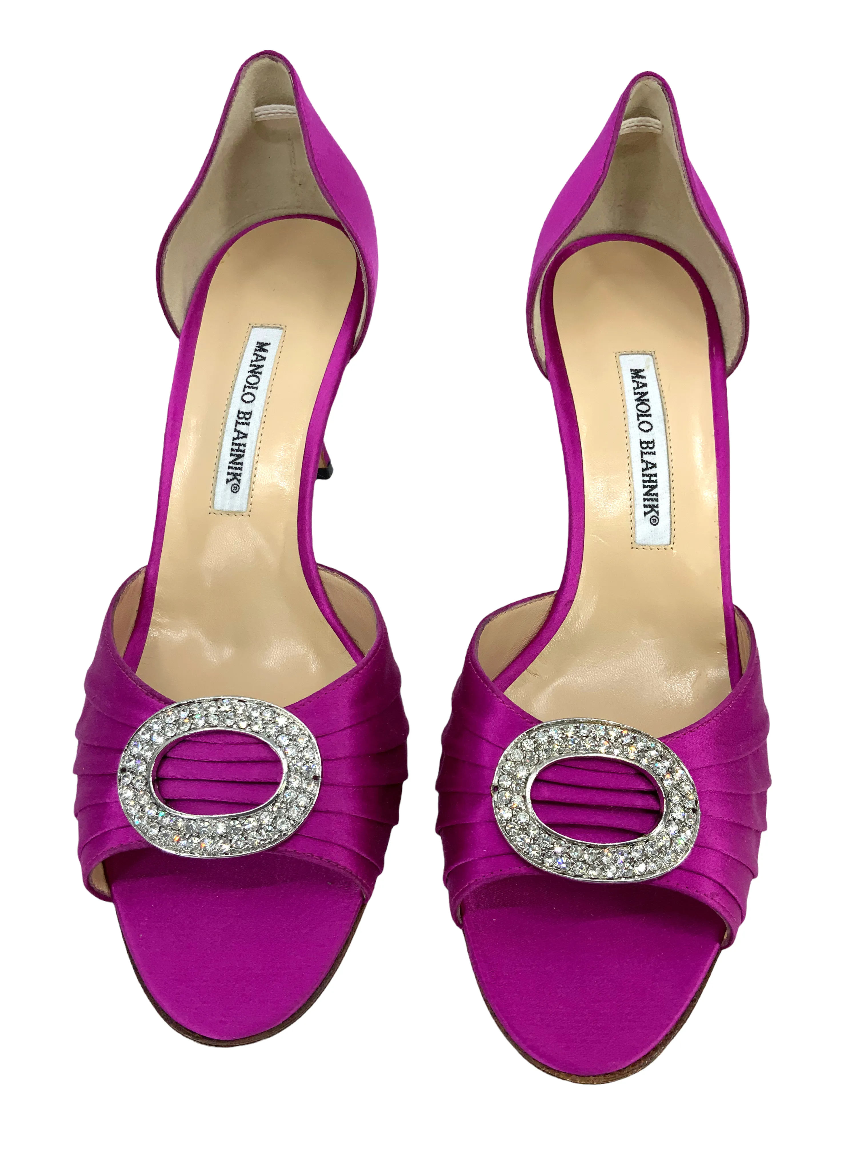 Manolo Blahnik Sedaraby Embellished Satin d'Orsay Pumps Size 10.5