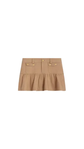 Mini Skirt In Cotton Twill - Caramel