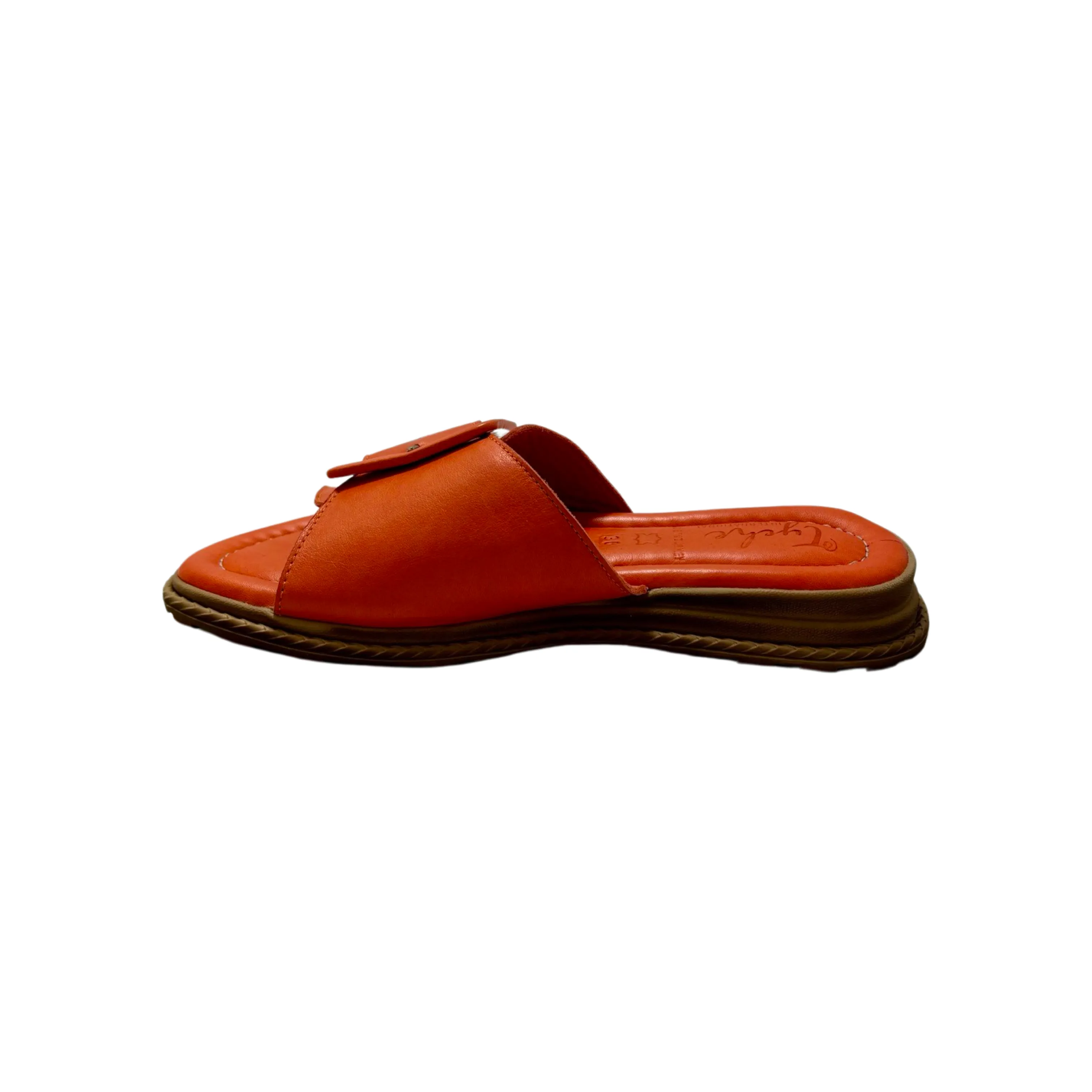 Monroe Orange Leather Slide