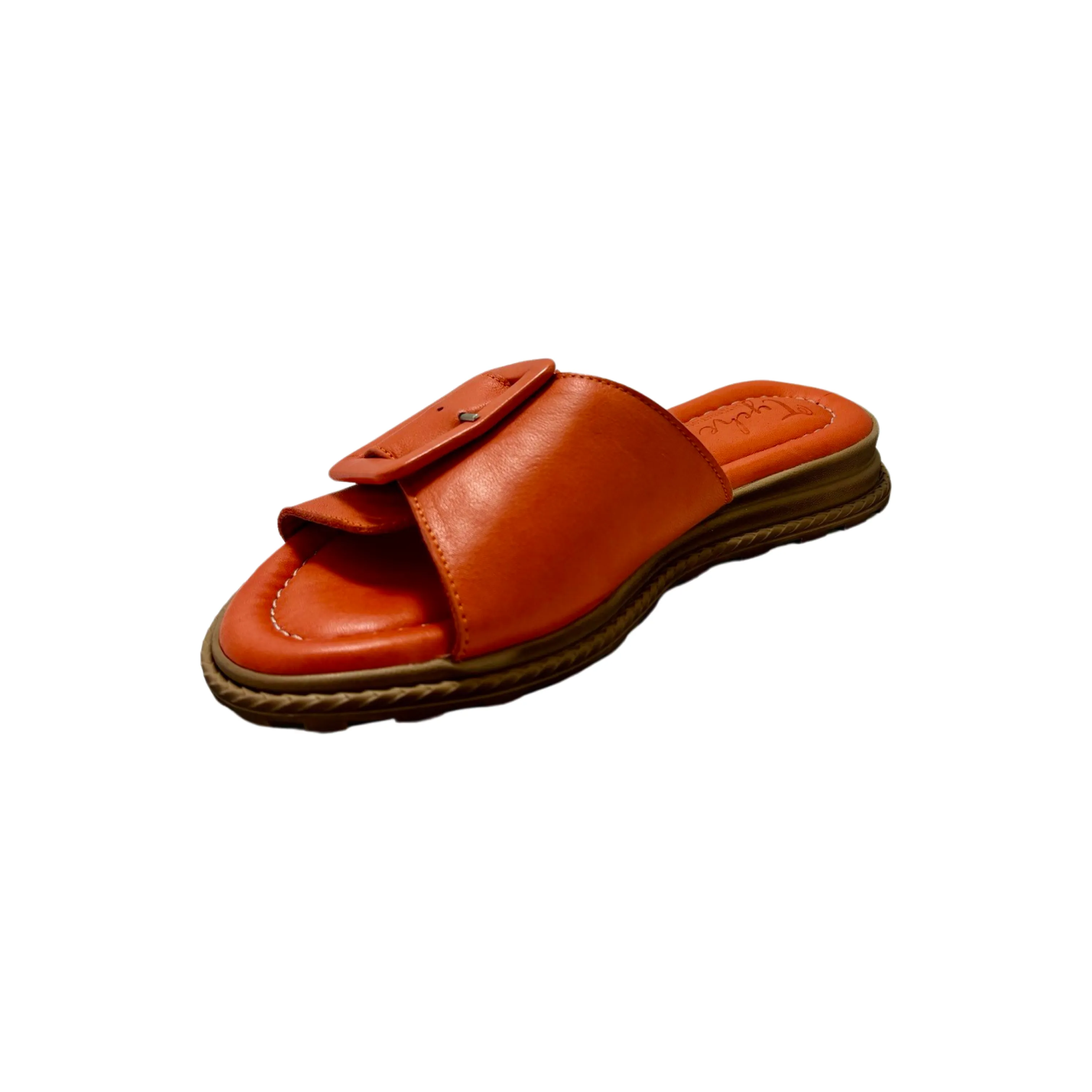 Monroe Orange Leather Slide