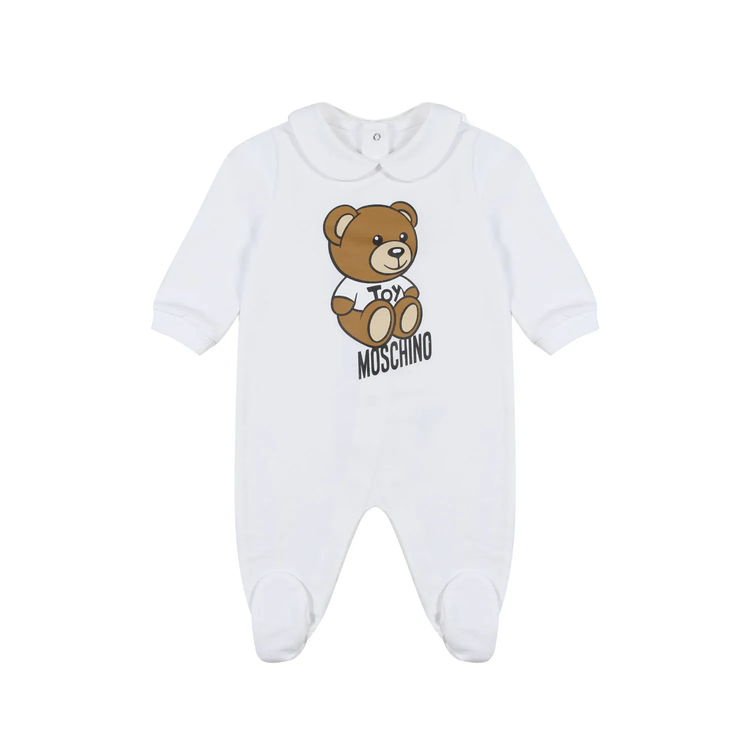 Moschino White Romper Gift Set With Teddy Bear Print