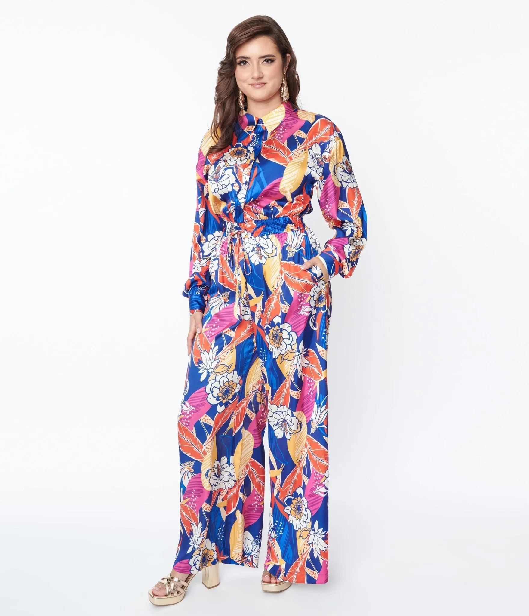 Multicolor Bold Floral Print Jumpsuit