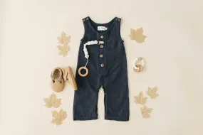 Navy Linen Basic Romper