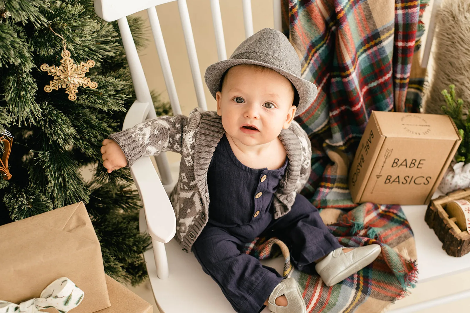 Navy Linen Basic Romper