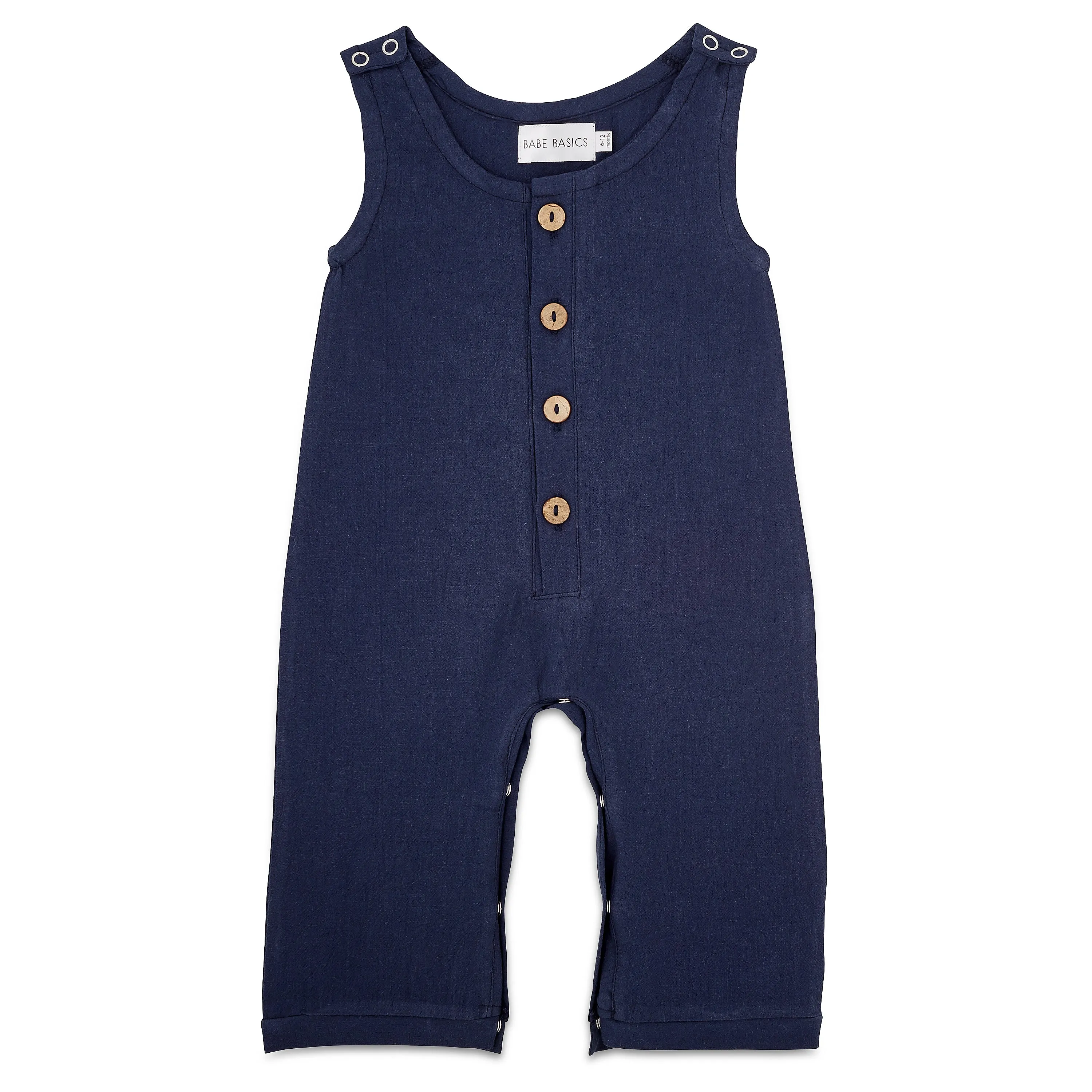 Navy Linen Basic Romper