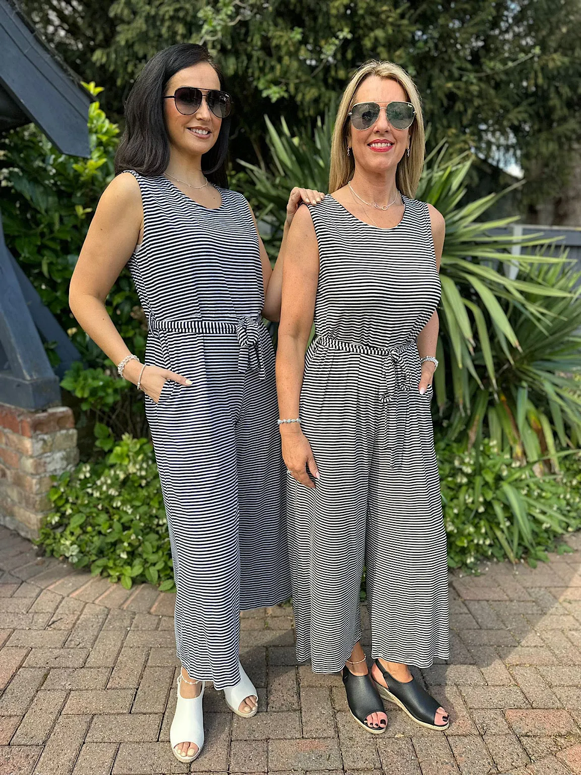 Navy Sleeveless Striped Jumpsuit Janet