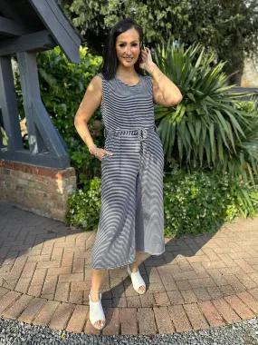 Navy Sleeveless Striped Jumpsuit Janet