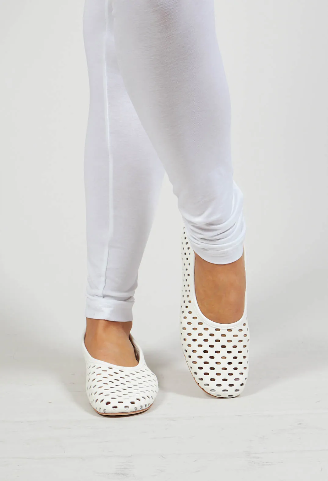 Net Style Cut Out Pumps in White