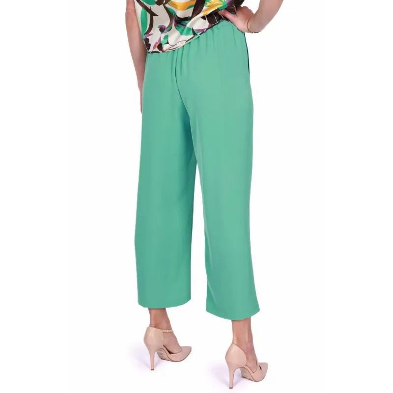 PANTALONE A PALAZZO CON ELASTICO, VERDE