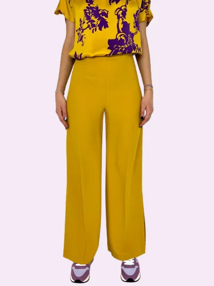 PANTALONE DONNA GIALLO SENAPE A PALAZZO