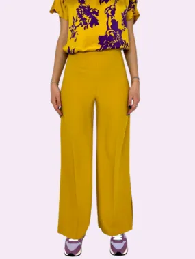 PANTALONE DONNA GIALLO SENAPE A PALAZZO