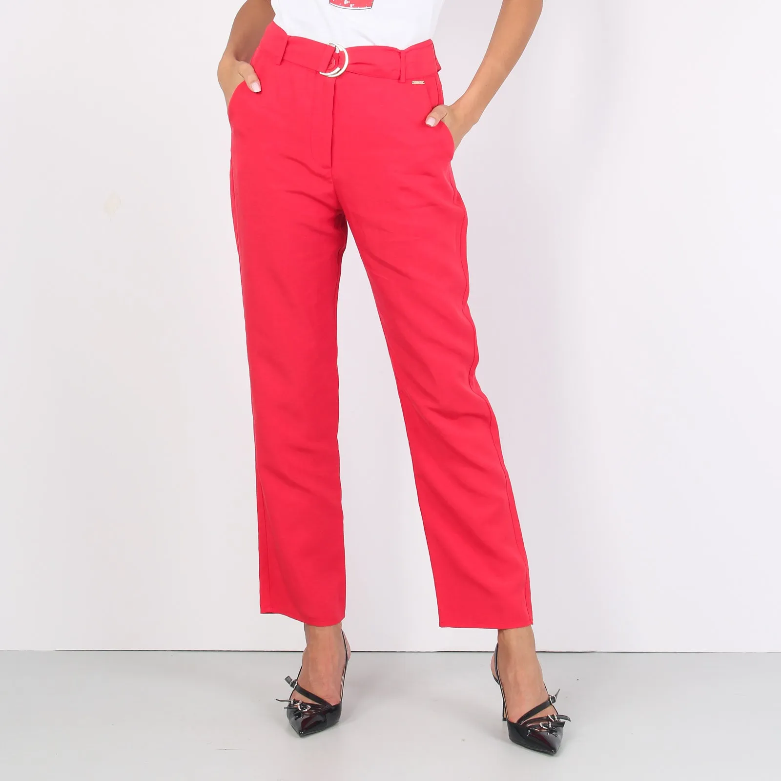 Pantalone Palazzo Cintura Cherry Red