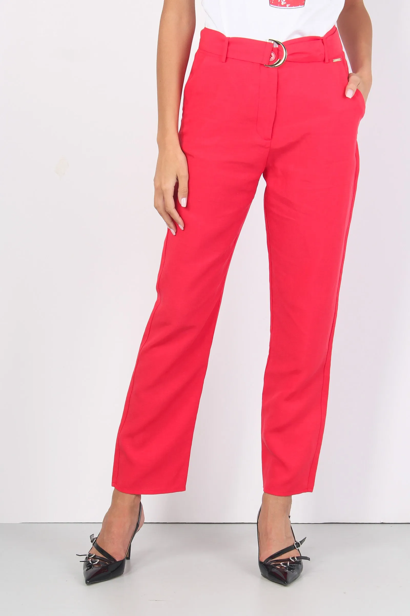 Pantalone Palazzo Cintura Cherry Red