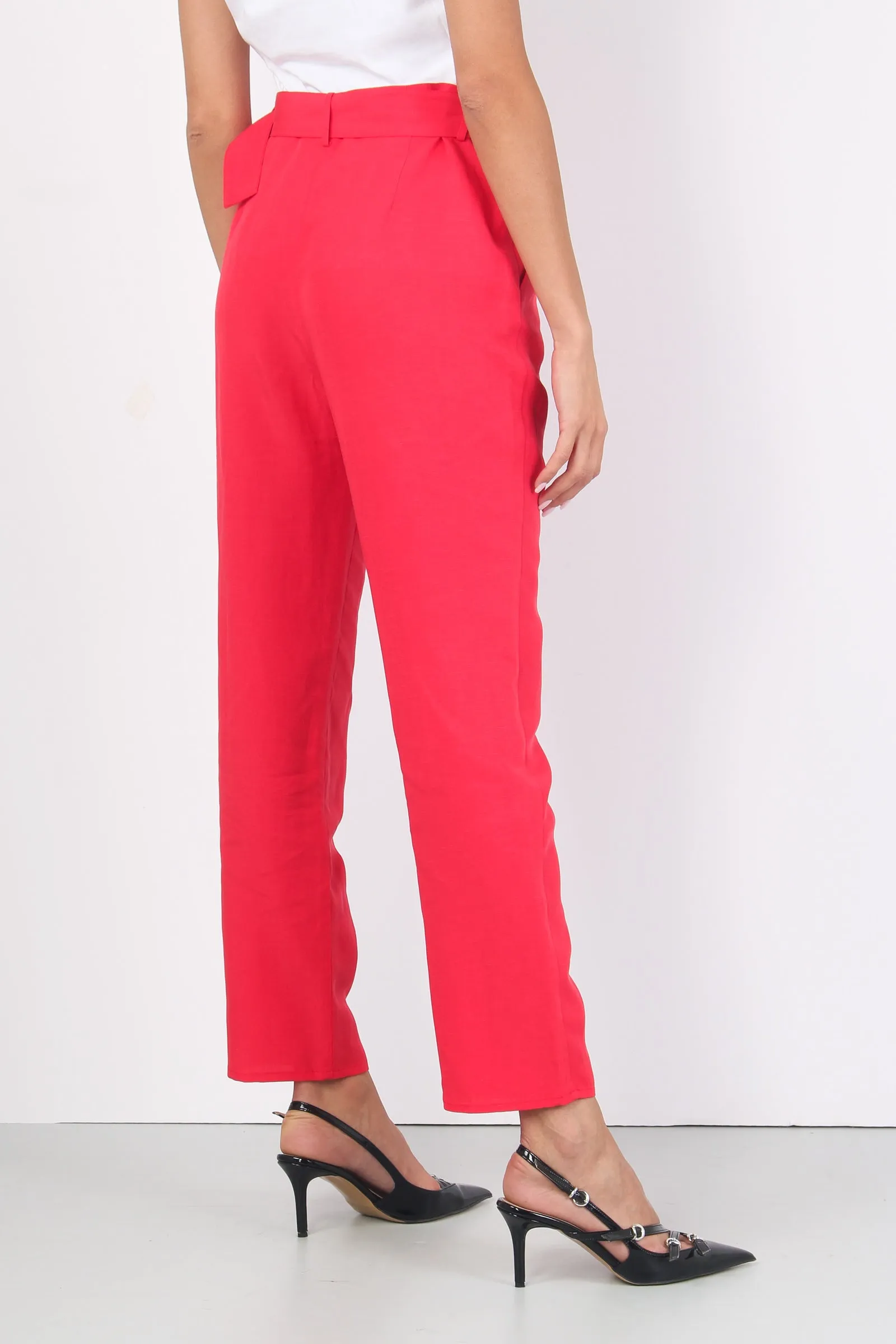 Pantalone Palazzo Cintura Cherry Red