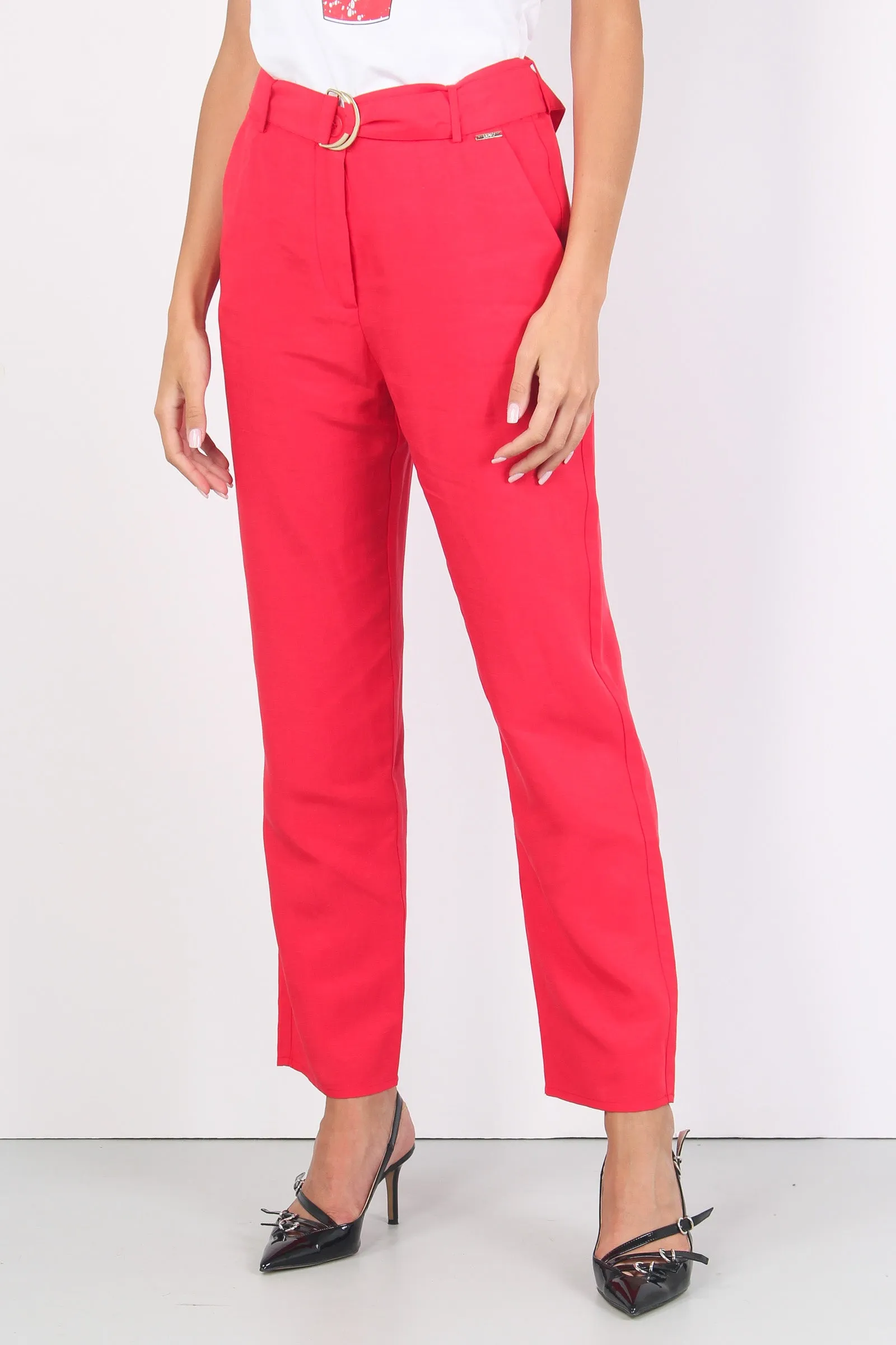 Pantalone Palazzo Cintura Cherry Red