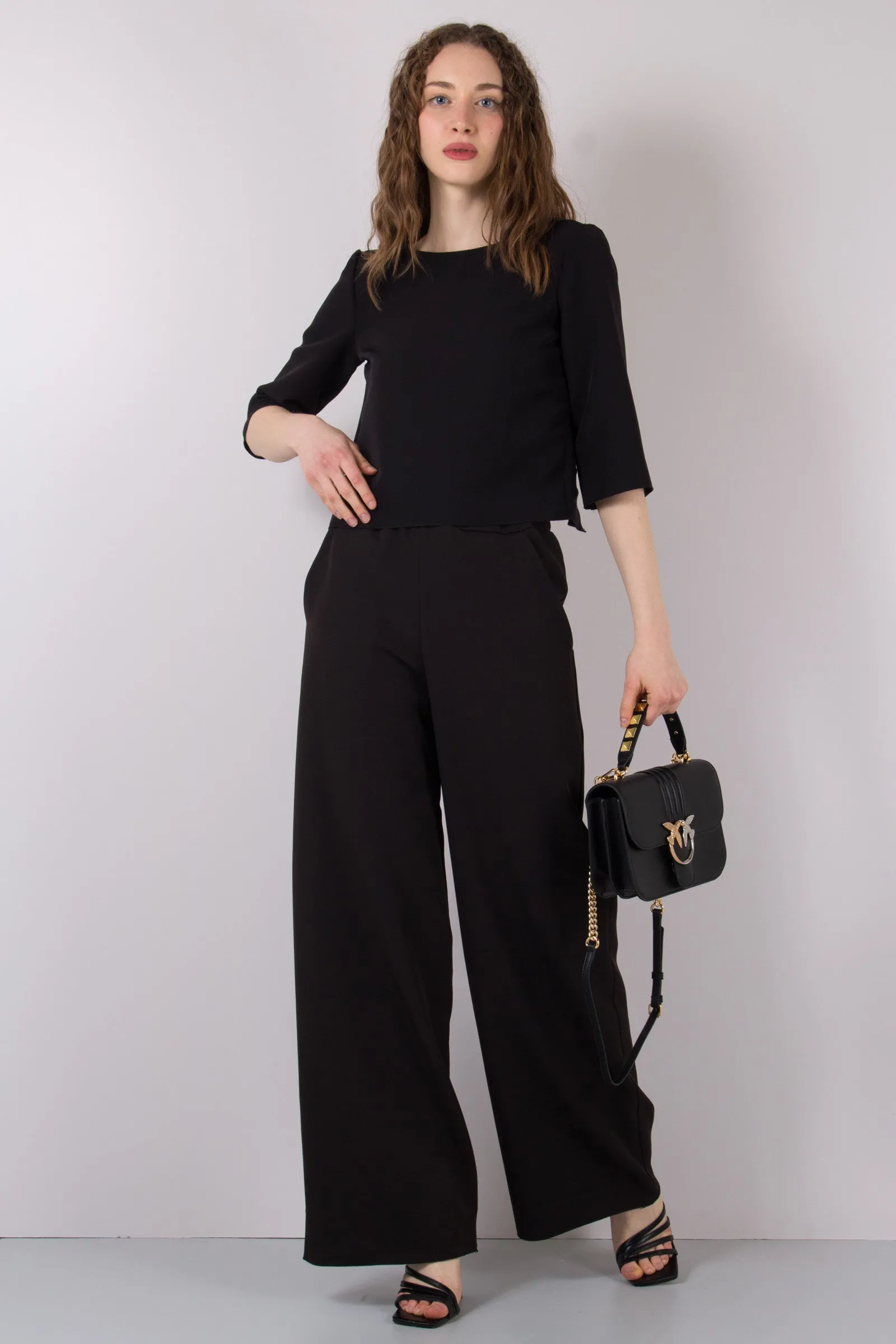 Pantalone Palazzo Crepe Nero