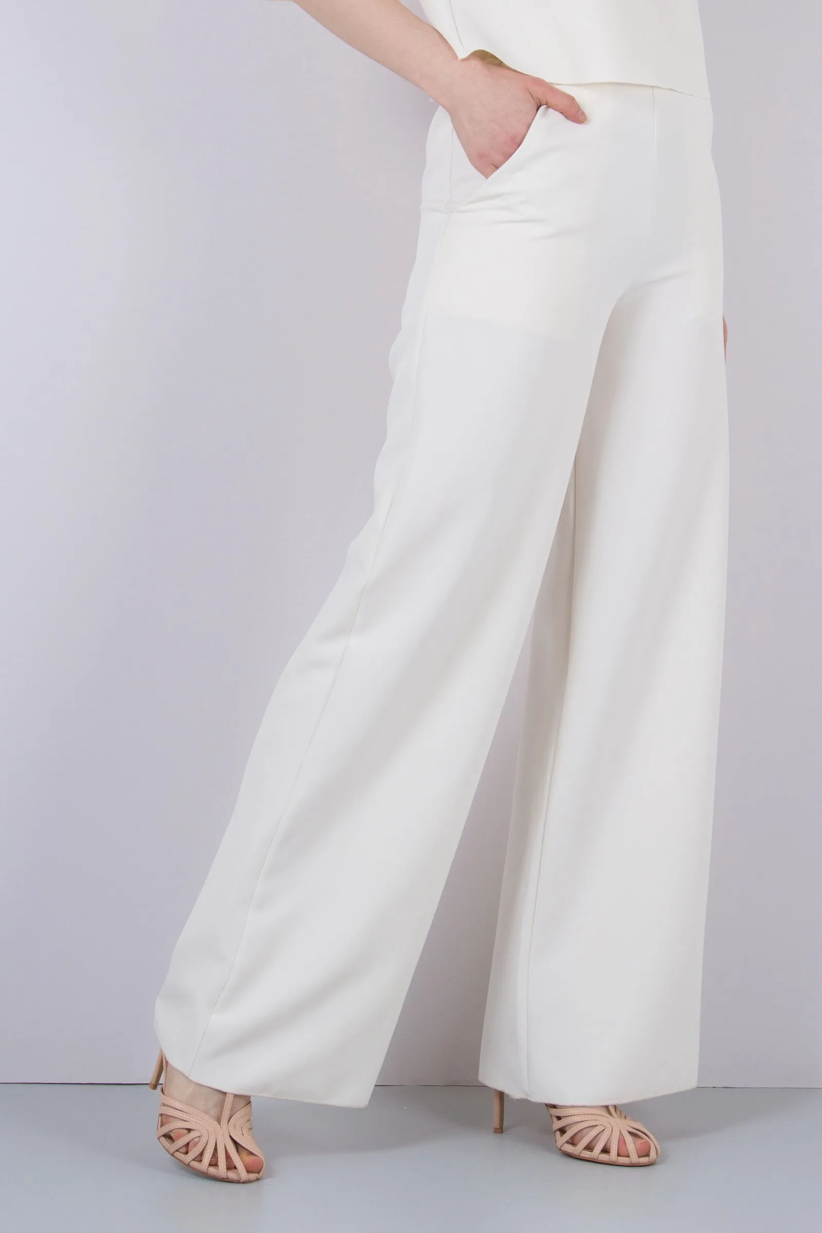 Pantalone Palazzo Crepe Panna