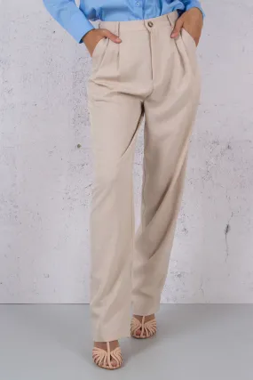 Pantalone Palazzo Doppia Pence Sabbia