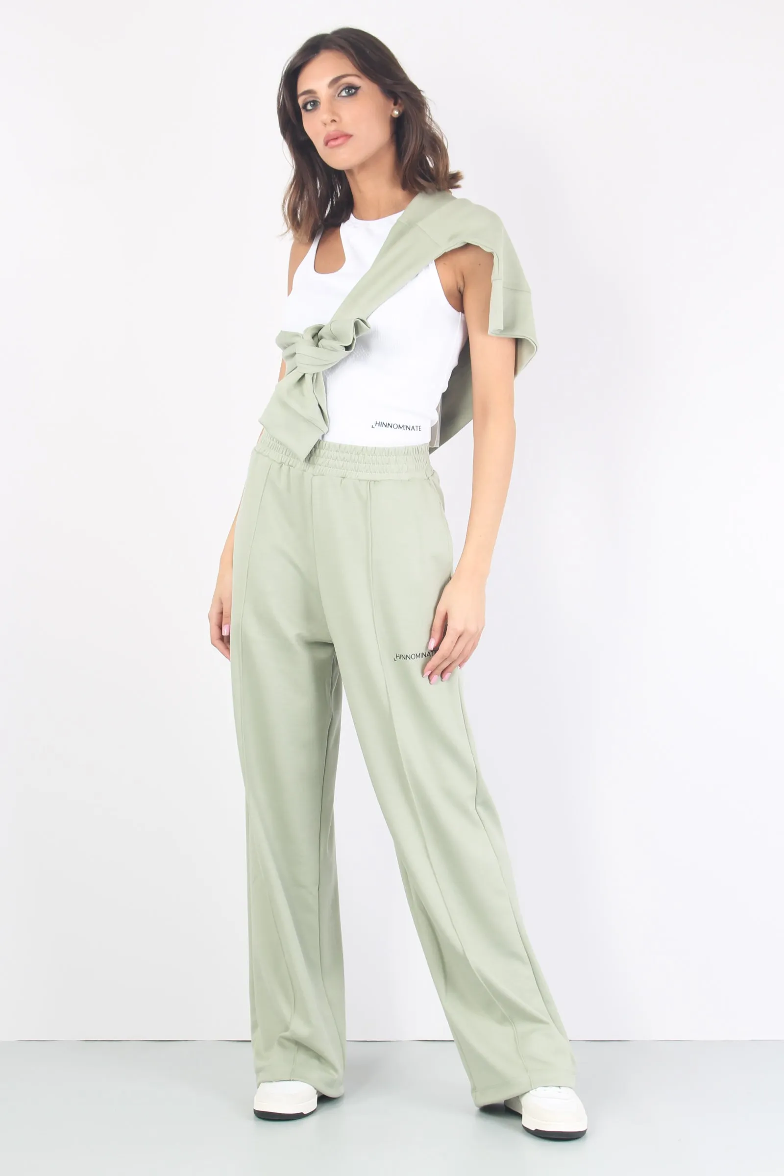 Pantalone Palazzo Modal Verde Aloe