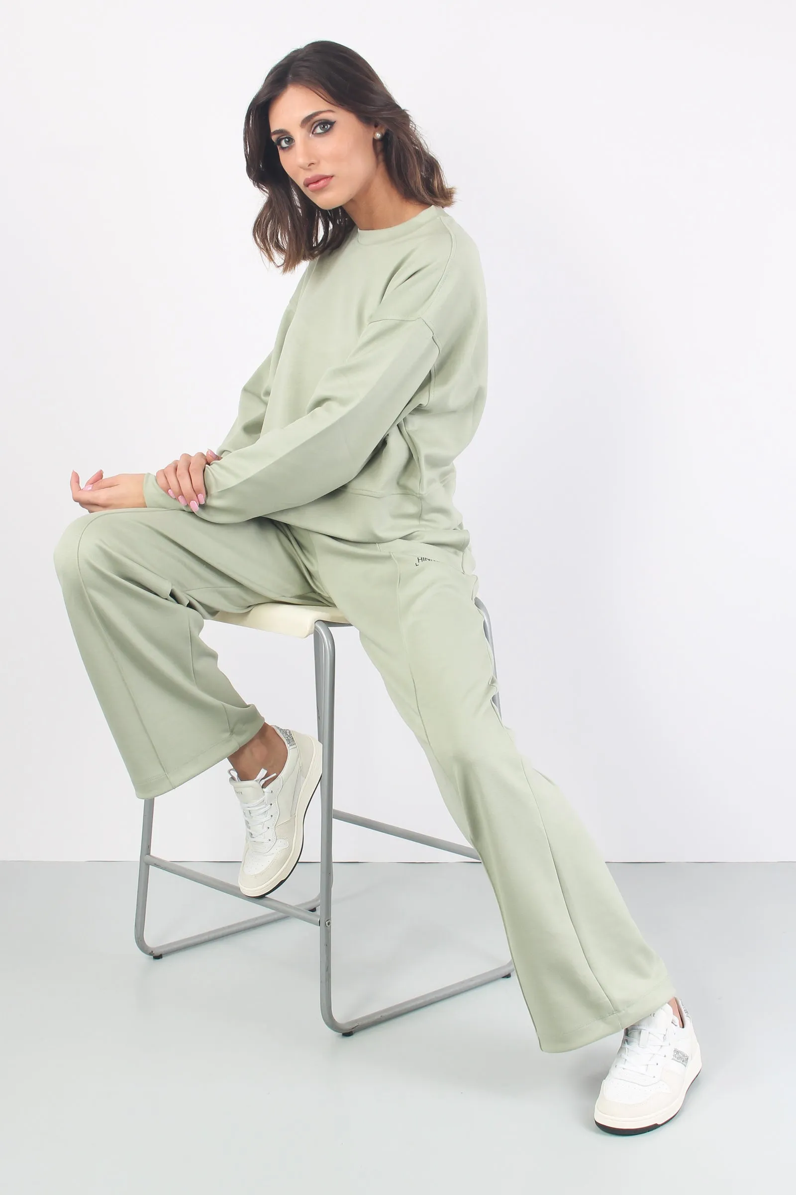 Pantalone Palazzo Modal Verde Aloe