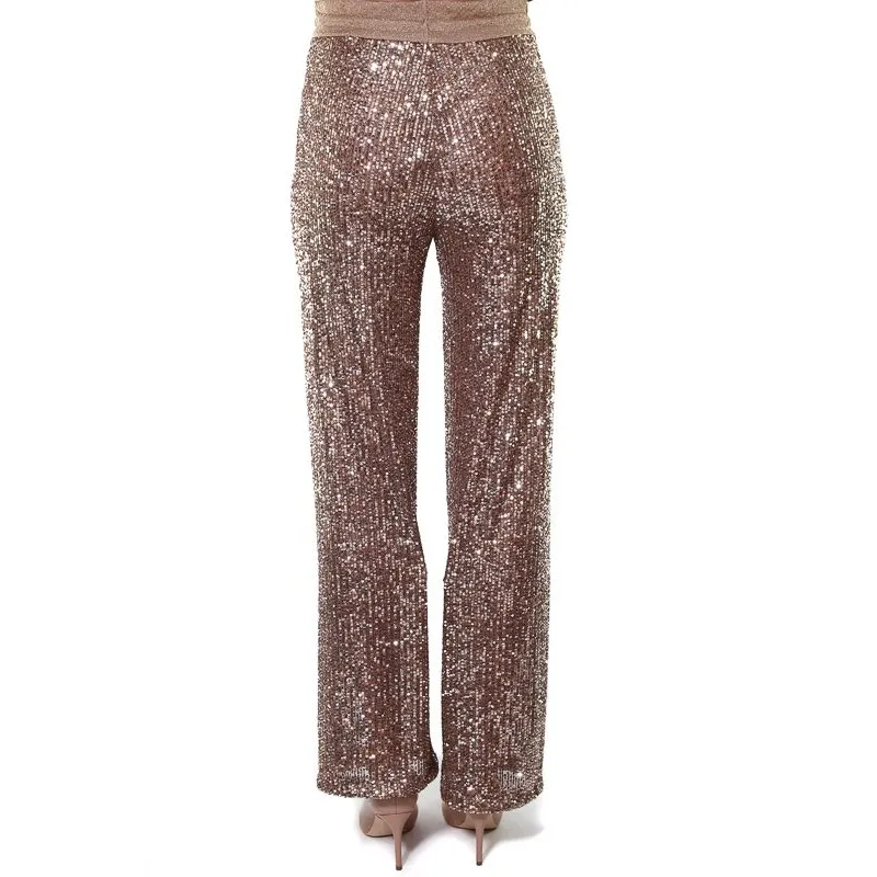 PANTALONI A PALAZZO FULL PAILLETTES, ROSA