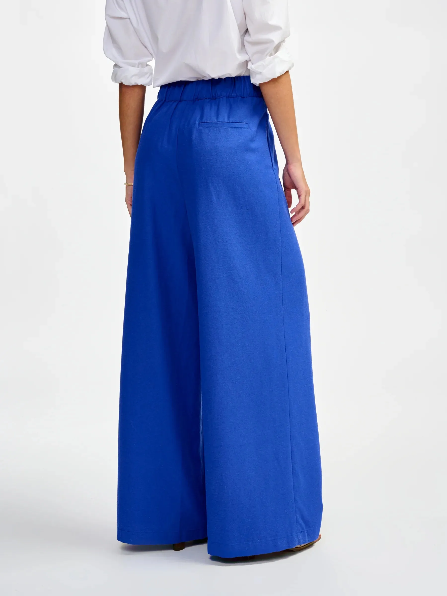 PANTALONI PALAZZO CON PINCES BLU AVUO