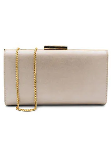 Paradox London Champagne Faux Leather ’Dasha’ Box Clutch Bag | Grattan