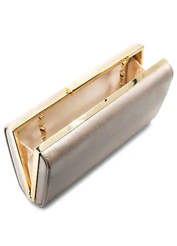 Paradox London Champagne Faux Leather ’Dasha’ Box Clutch Bag | Grattan