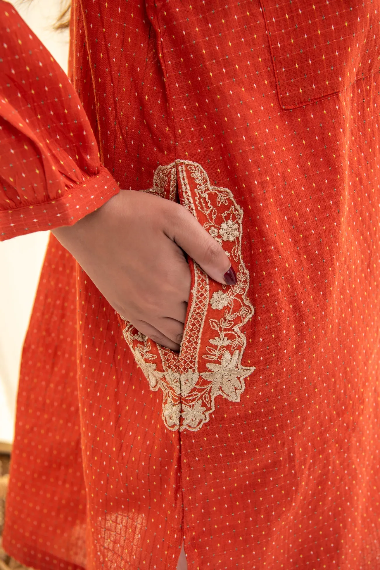 PATCH POCKET EMBROIDRED KURTA