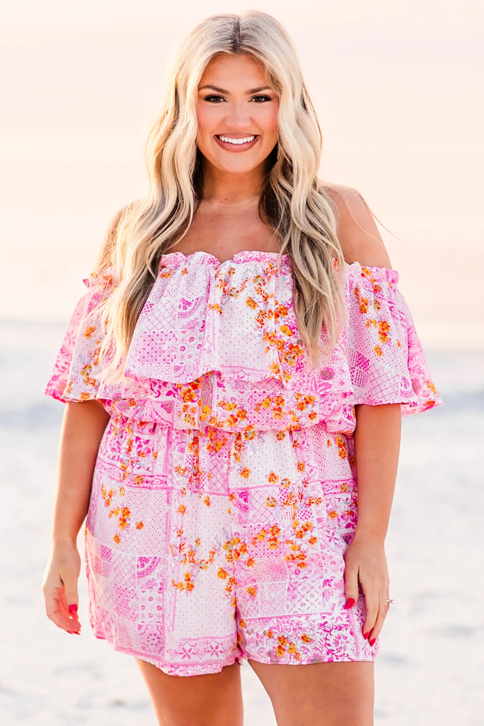 Peace In Paisley Romper, Pink Multi