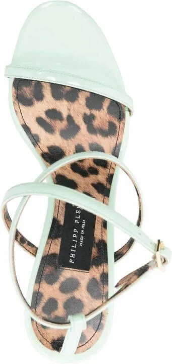 Philipp Plein Leopard 115mm skull-embellished sandals Green