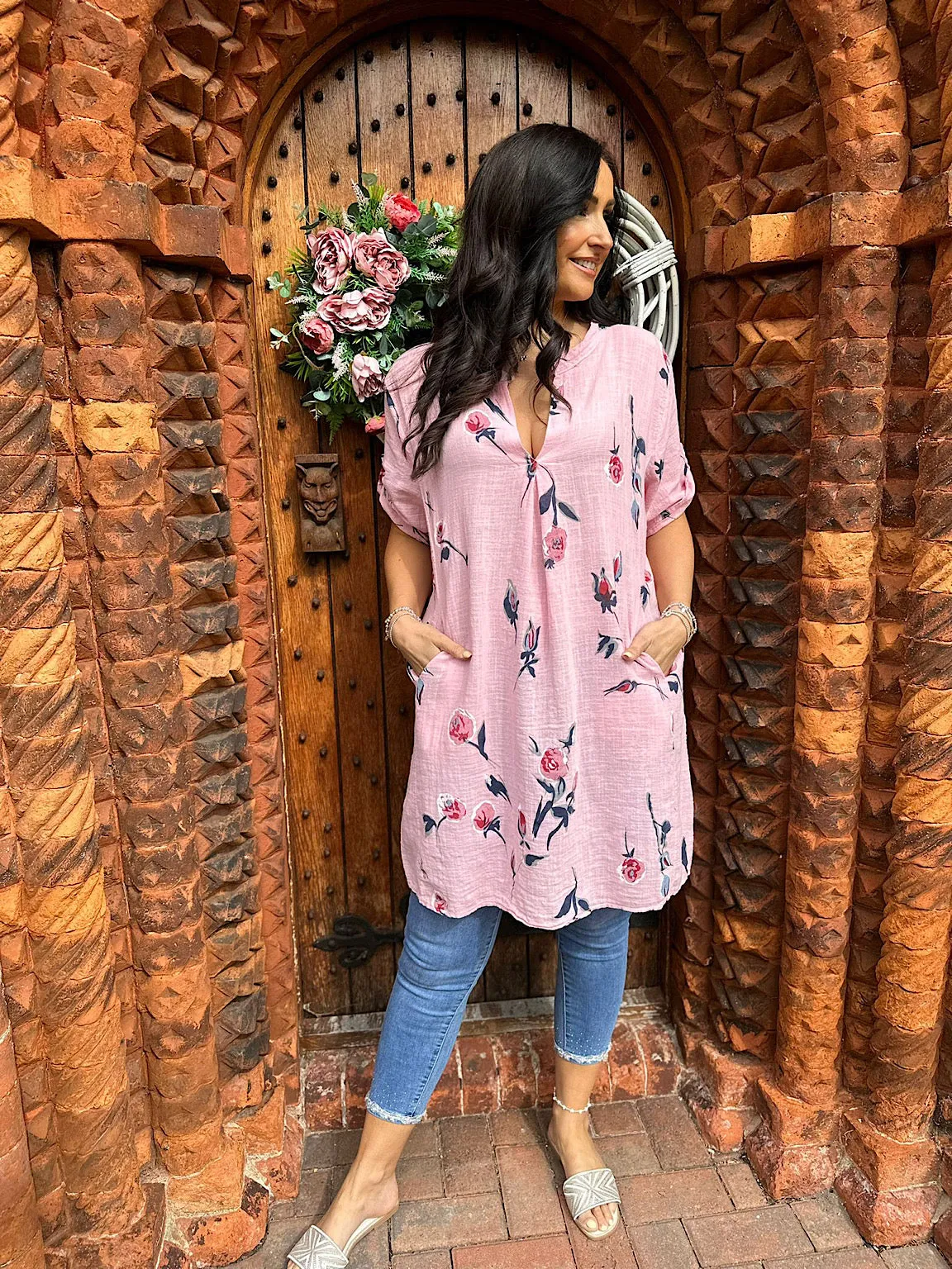 Pink Floral Pocket Tunic Sasha