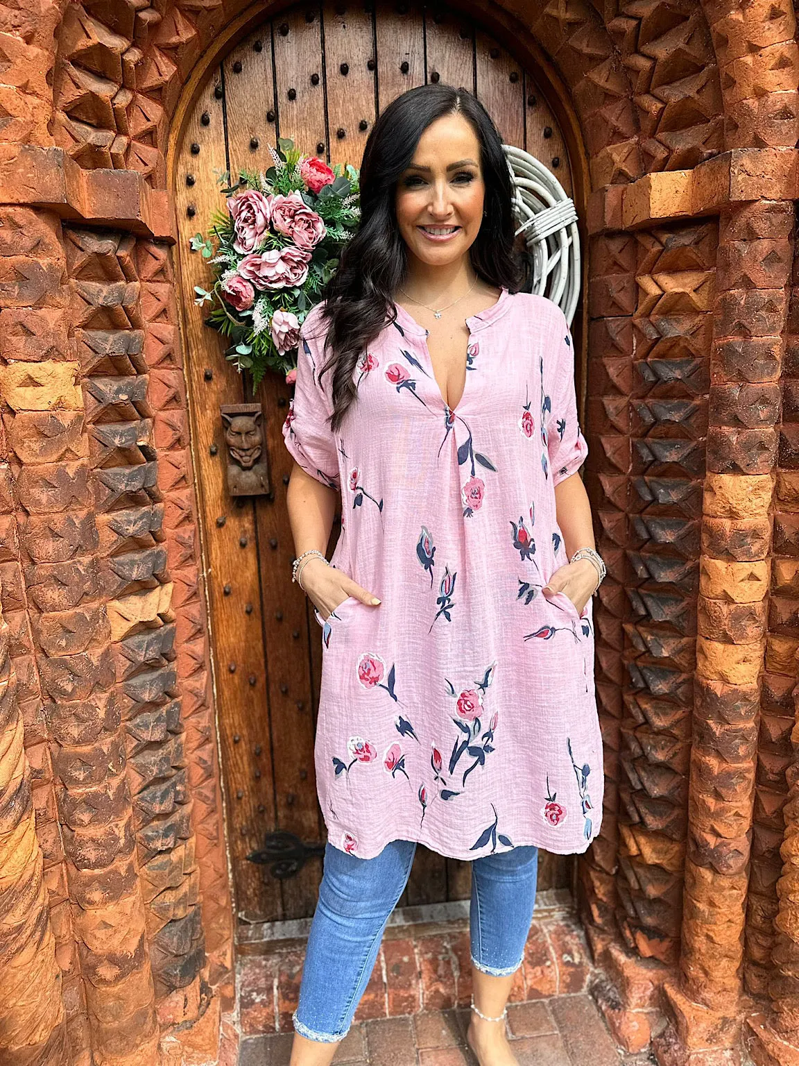 Pink Floral Pocket Tunic Sasha